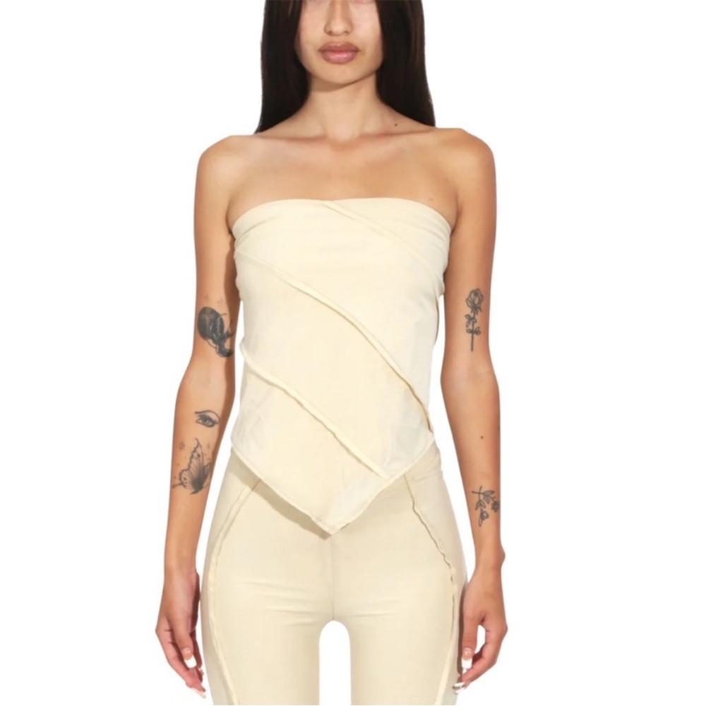 Sammy miro open seam scarf top in ivory